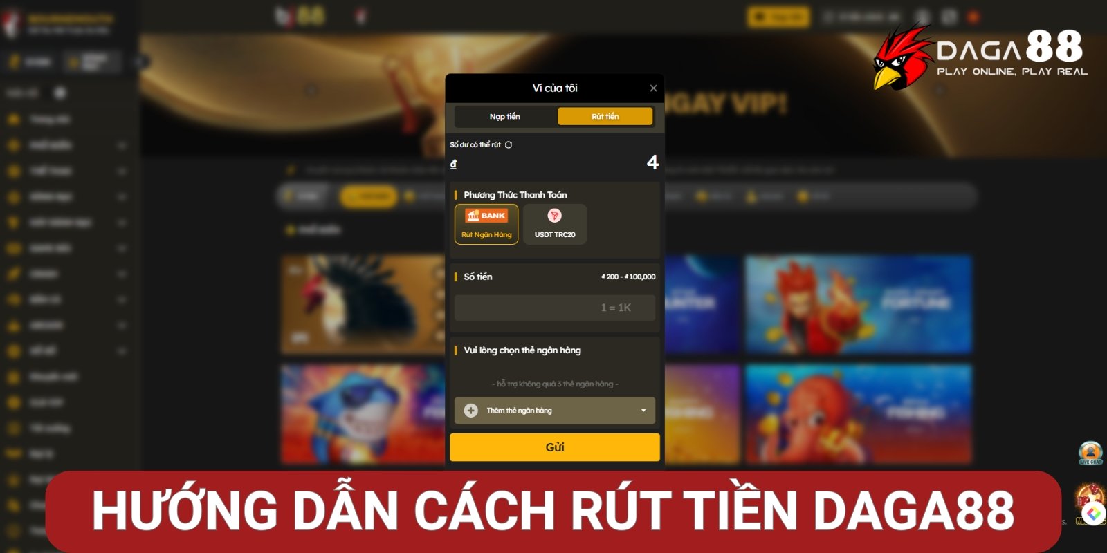 Hướng dẫn cách rút tiền Đá Gà 88 Hướng dẫn cách rút tiền Đá Gà 88