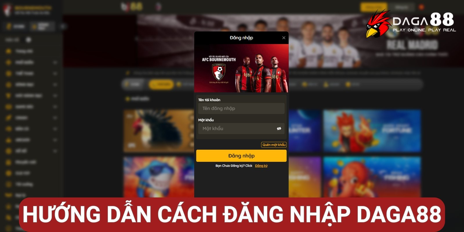 Hướng Dẫn Cách Đăng Ký Đặt Cược Daga88 Cho Người Mới 1 Hướng dẫn cách đăng nhập Đá Gà 88 chi tiết